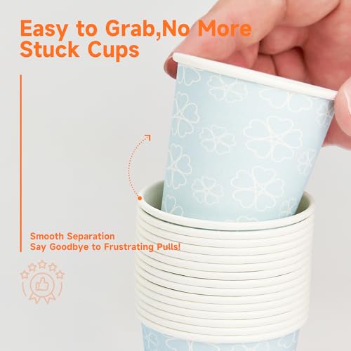 METAPRINT 300 Pack 3 oz Bathroom Cups, Disposable Paper Cups with Rolled Rim, Small Paper Mouthwash Cup for Guest Bathrooms, Vanity & Office Use, Mist blue - Image 5