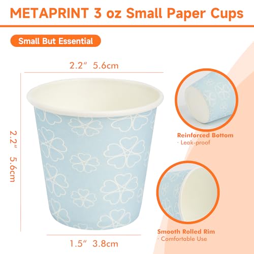 METAPRINT 300 Pack 3 oz Bathroom Cups, Disposable Paper Cups with Rolled Rim, Small Paper Mouthwash Cup for Guest Bathrooms, Vanity & Office Use, Mist blue - Image 2