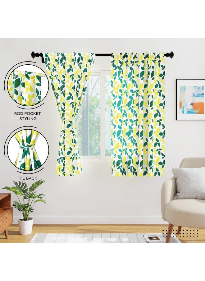 Encasa XO Window Curtain 5 ft Set of 2, Polyester Printed with Rod Pocket, Tie Back, Light-Filtering, Semi Sheer/Transparent Curtains- Kitchen, Bedroom, Living Room (140x152 cm), Leaves - pzsku/Z55B046174C962928F4E4Z/45/_/1738305851/ee028215-9d85-4f76-9d25-db20d51eccdd