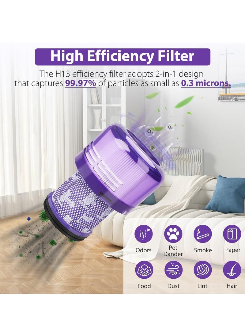 فلتر بديل V11 متوافق مع Dyson V11 Torque Drive وV11 ​​Animal وV11 ​​Complete وV11 ​​Extra وV15 Detect Submarine، عبوة واحدة من الفلتر وفرشاة تنظيف واحدة