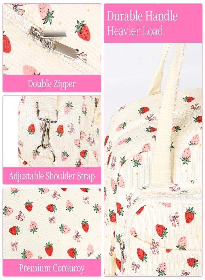 WOBAGMEN corduory lunch bag for women for work (strawberry) - Image 4