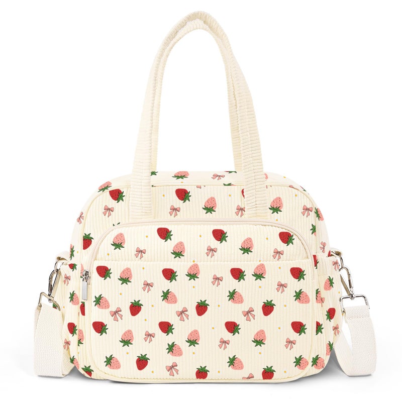 WOBAGMEN corduory lunch bag for women for work (strawberry) - Image 1