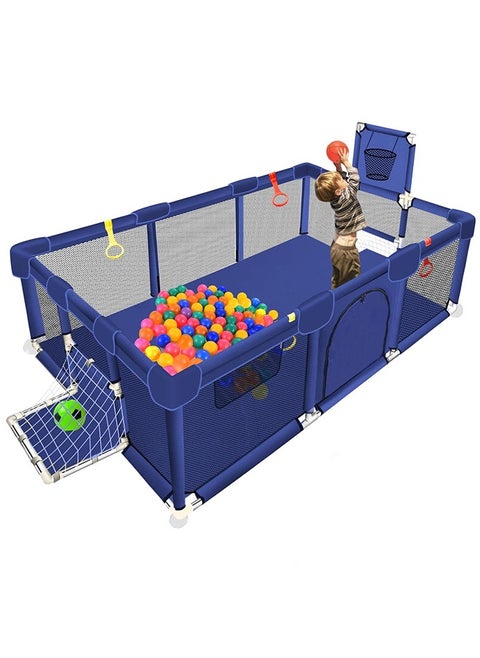 Baby playpen children's playground basketball and football playground, high-quality metal frame, skin-friendly fabric materials, non-slip fall suckers and breathable mesh 120 × 180 cm.