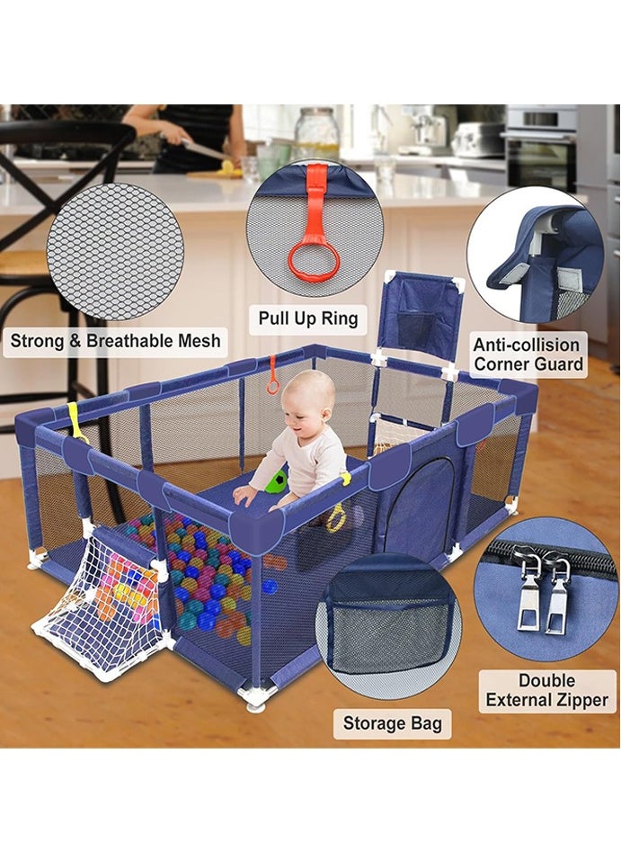 Baby playpen children's playground basketball and football playground, high-quality metal frame, skin-friendly fabric materials, non-slip fall suckers and breathable mesh 120 × 180 cm.