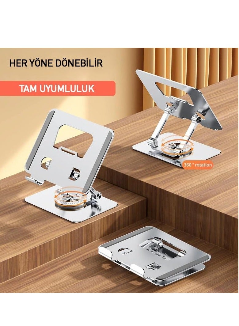 ELTRAZONE Height Adjustable Tablet Stand – 360° Rotating Desk Mount for 4-12 Inch Tablets & Smartphones - Image 5