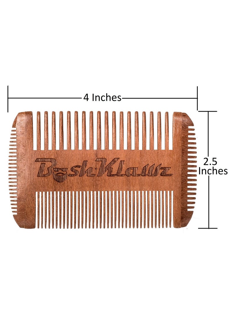 BushKlawz 4Klawz Beard Comb - Pocket Comb for Men's Hair Beard Mustache and Sideburns with 4 Sides of Wide & Fine Teeth - Best Bearded Man Grooming Gift Special  - Image 1