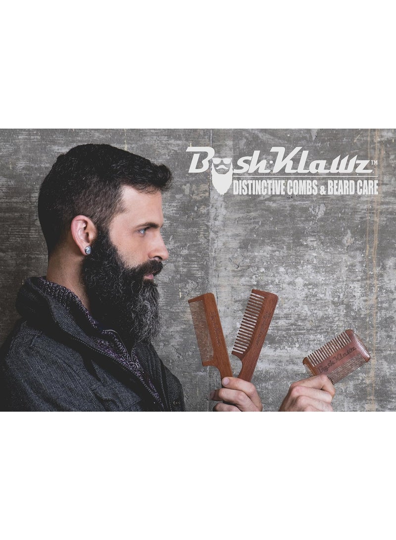 BushKlawz 4Klawz Beard Comb - Pocket Comb for Men's Hair Beard Mustache and Sideburns with 4 Sides of Wide & Fine Teeth - Best Bearded Man Grooming Gift Special  - Image 2