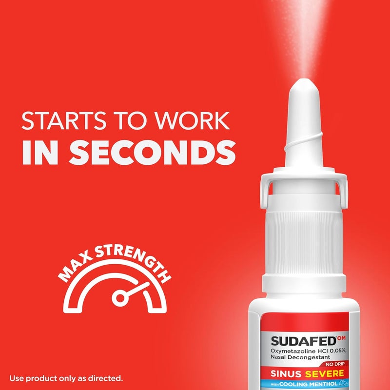 Sudafed OM Sinus Severe No Drip Nasal Spray with Cooling Menthol Maximum Strength Sinus Decongestant for Fast Congestion  Pressure Relief Oxymetazoline HCl 05 Nose Spray 1 fl oz - Image 3