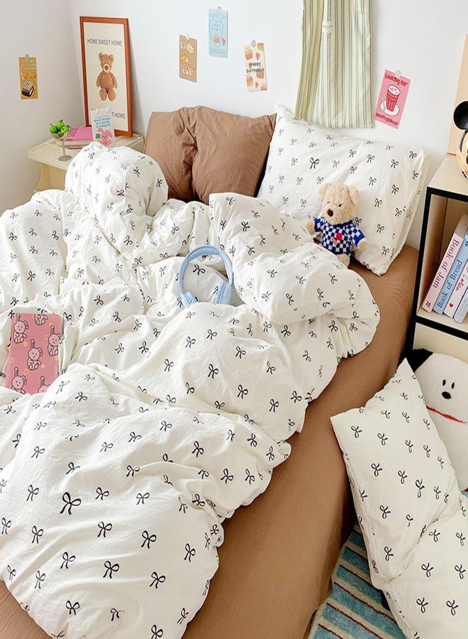 Bildenly Full Size Duvet Cover Black Bowknot Comforter Cover Soft & Lightweight Bedding Set, Microfiber Quilt Cover with Zipper Closure and 2 Pillowcases - Image 2