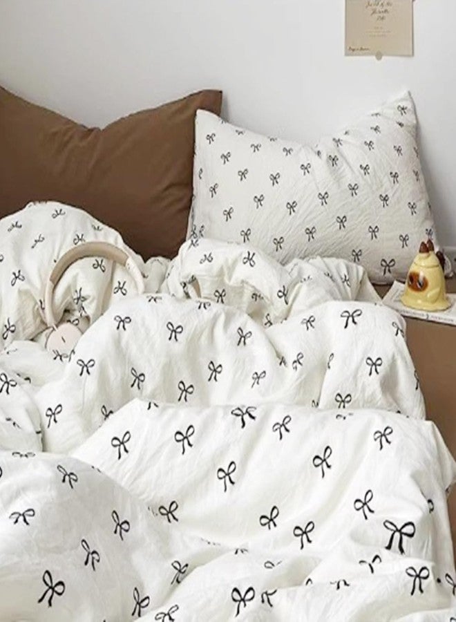 Bildenly Full Size Duvet Cover Black Bowknot Comforter Cover Soft & Lightweight Bedding Set, Microfiber Quilt Cover with Zipper Closure and 2 Pillowcases - Image 3