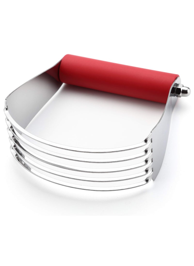 Spring Chef Spring Chef Large Red Dough Blender For Baking Professional Heavy Duty Dough Cutter Tool with Thick Blades Stainless Steel Puff Pastry Cutter Tool Dishwasher Safe Pastry Blender for Easy Mixing 