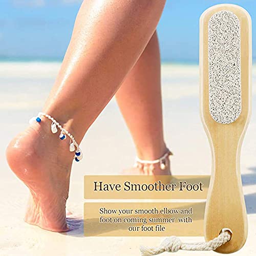 Style Homez PURE, Exfoliating Dry Brush Loofah and Pumice Stone Foot Scrubber with Mini Bamboo Handle 18 cm, Bath Essentials with Natural Bristles in Natural Wood Color - Image 4