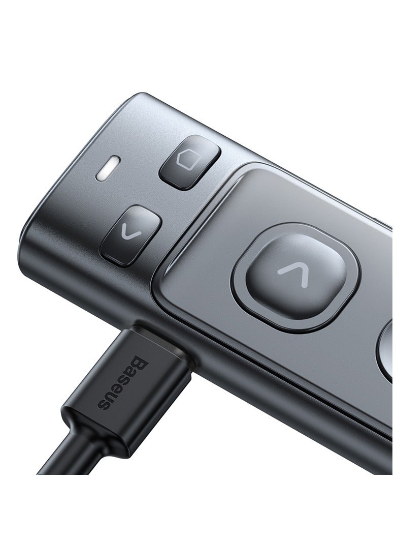Wireless Presenter with Red Laser Pointer | Rechargeable via USB-C and USB-A Ports | 2.4GHz Wireless Control and Range up to 100m | Clicker for Presentations like PowerPoint, Keynote, and Google Slides | Compatible with Windows, Mac OS, Linux, and Android | Long-Distance Presenting Tool for Professionals (Grey)