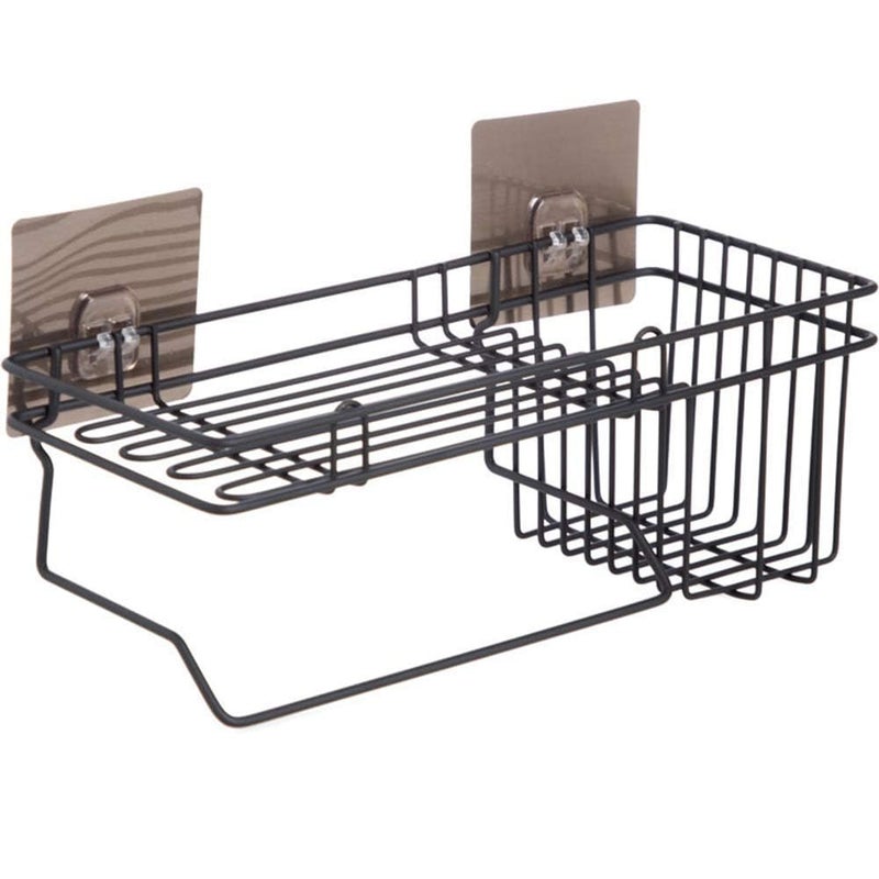 Dkriva Wall Mounted Hanging Storage Holder Bathroom Shower Caddy Basket Shelf for Bathroom Sink Sponge Holder, Toothbrush Holder with Kitchen Towel Rack, Shampoo, Cosmetic Bottle Stand(1Pcs) - Image 1