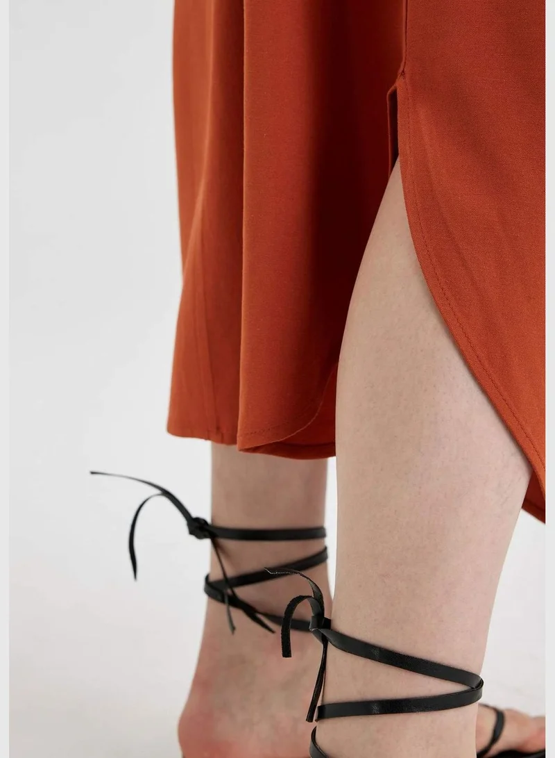 DeFacto Woman V Neck Short Sleeve Woven Dress