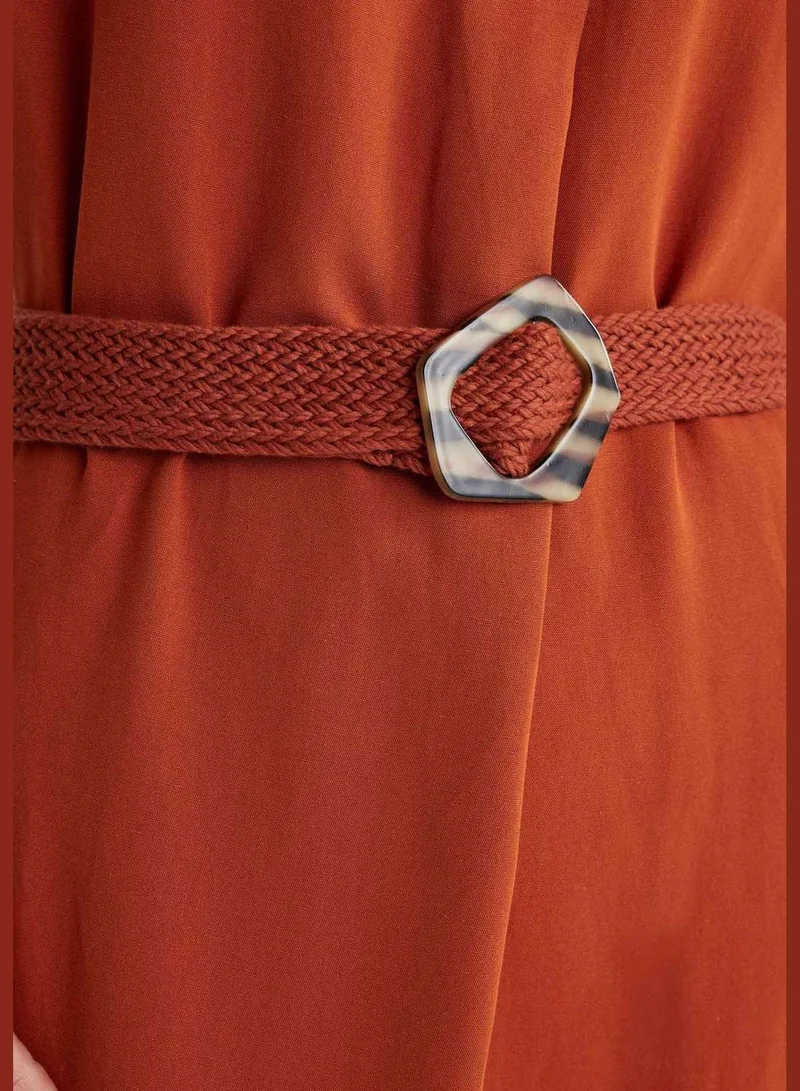 DeFacto Woman V Neck Short Sleeve Woven Dress