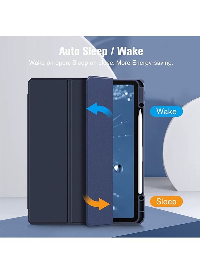 Rock Pow Protective Case Cover For Apple iPad Pro 12.9 inch (2021/2020) Generation with Pencil Holder, [Support Apple Pencil Charging and Touch ID], Clear Transparent Case with Auto Wake/Sleep,Blue - Image 3