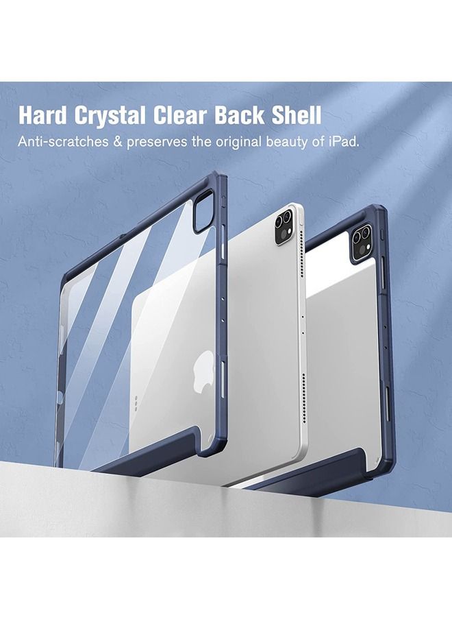 Rock Pow Protective Case Cover For Apple iPad Pro 12.9 inch (2021/2020) Generation with Pencil Holder, [Support Apple Pencil Charging and Touch ID], Clear Transparent Case with Auto Wake/Sleep,Blue - Image 5