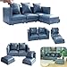 iLAND Dollhouse Furniture Miniature Sectional Couch Set for Doll House Dcor Fit 112 Scale Accessories Modern Blue Faux Leather Sofa Timeless Classic - Image 2