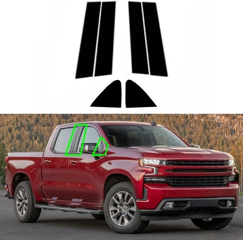 QASULER Car Exterior Door Window Pillar Trim for Chevrolet Silverado/Sierra 1500 - Image 2