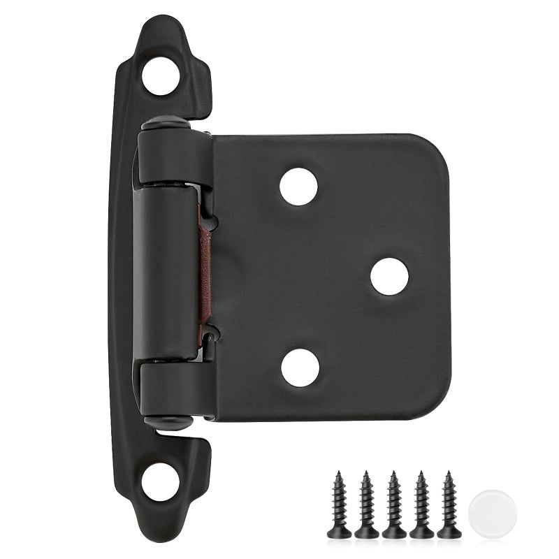 Ravinte Decor 10 Pack 5 Pair Black Cabinet Hinges 12 inch Overlay Kitchen Cabinet Hinges SemiConcealed Hinges Self Closing Cabinet Door Hinges with Door Bumper Black Face Mount Cabinet Hardware - Image 2