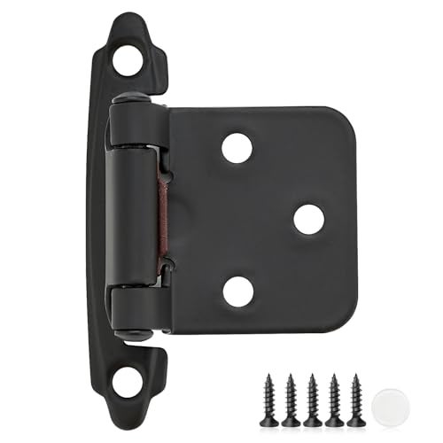 Ravinte Decor 10 Pack 5 Pair Black Cabinet Hinges 12 inch Overlay Kitchen Cabinet Hinges SemiConcealed Hinges Self Closing Cabinet Door Hinges with Door Bumper Black Face Mount Cabinet Hardware - Image 1