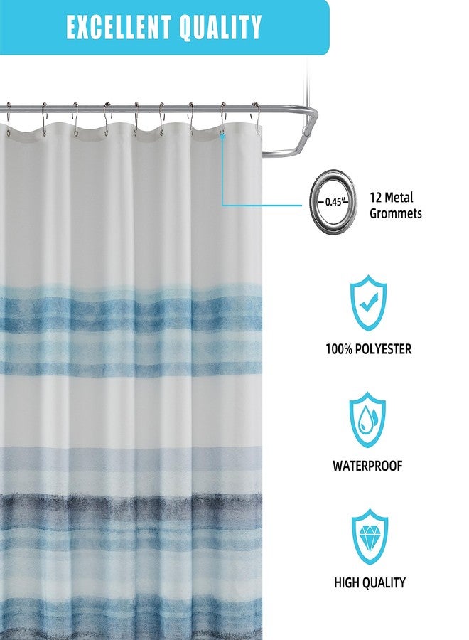 eachope Ombre Stripe Shower Curtain, Oil Painting Abstract Beach Shower Curtain, Decorative Shower Curtains for Bathroom, Waterproof & Washable (72x72 inch, Blue Ombre) - Image 4