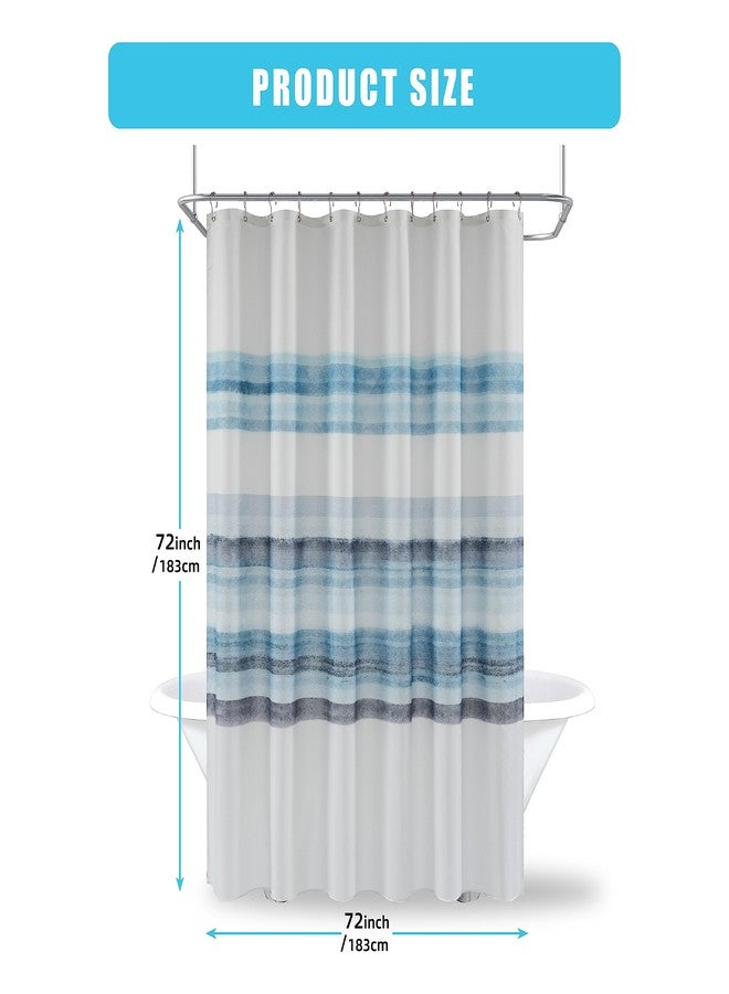 eachope Ombre Stripe Shower Curtain, Oil Painting Abstract Beach Shower Curtain, Decorative Shower Curtains for Bathroom, Waterproof & Washable (72x72 inch, Blue Ombre) - Image 3