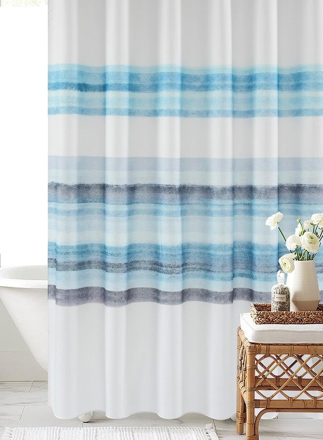eachope Ombre Stripe Shower Curtain, Oil Painting Abstract Beach Shower Curtain, Decorative Shower Curtains for Bathroom, Waterproof & Washable (72x72 inch, Blue Ombre) - Image 1