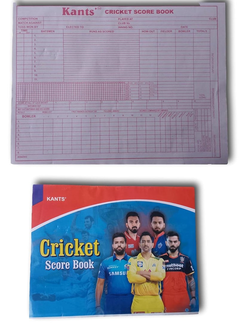 Nextage Cricket Scorebook – 24 Innings | Professional Match Scoring Book Enthusiasts, Coaches & Umpires | Easy-to-Use Format with Bound Pages for Recording Scores & Player Stats. Pack of 2 - Image 1
