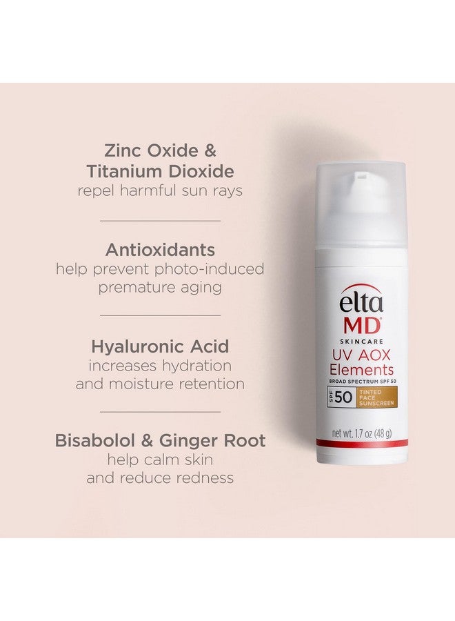ايتا ام دي واقي من الشمس ملون للوجه من شركة Uv Aox Elements، عامل حماية من الشمس SPF 50 ملون للوجه مع مضادات الأكسدة، مضخة 1.7 أونصة - Image 5