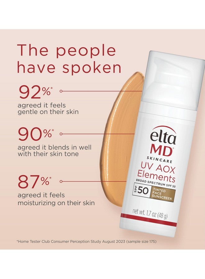 ايتا ام دي واقي من الشمس ملون للوجه من شركة Uv Aox Elements، عامل حماية من الشمس SPF 50 ملون للوجه مع مضادات الأكسدة، مضخة 1.7 أونصة - Image 2