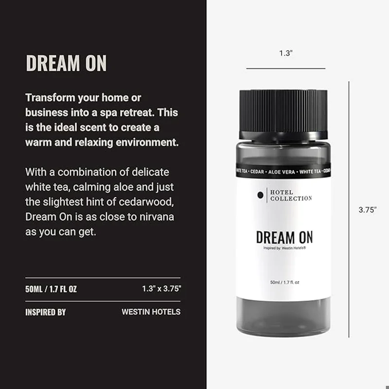 Hotel Collection  Dream On Fragrance Oil Blend - Hotel Inspired for Luxury Essential Oil Diffusers - Aromatherapy Scent Diffuser Oil - White Tea, Cedar, and Aloe Vera- 50 mL, 1.7 fl oz  | Best Price UAE