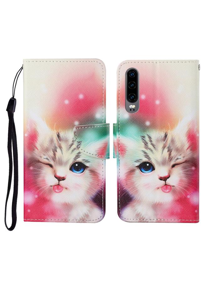 S-TOP Case For Huawei P30 Colored Drawing Pattern Horizontal Flip Leather Case with Holder & Card Slots & Wallet & Lanyard - Image 1