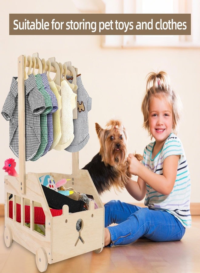 Dmnnlp 22" x14"x10" Wooden Pet Wardrobe Closet with 10 Hangers, 5 Split Labels & 1 Pen, Easy Assembly Crate for Dog/Cat Closet, Dog Closet Organizer for Toys Clothes and Accessories - Image 5