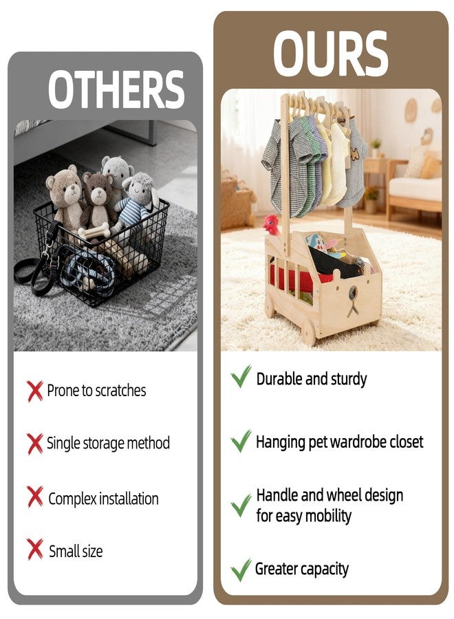 Dmnnlp 22" x14"x10" Wooden Pet Wardrobe Closet with 10 Hangers, 5 Split Labels & 1 Pen, Easy Assembly Crate for Dog/Cat Closet, Dog Closet Organizer for Toys Clothes and Accessories - Image 4