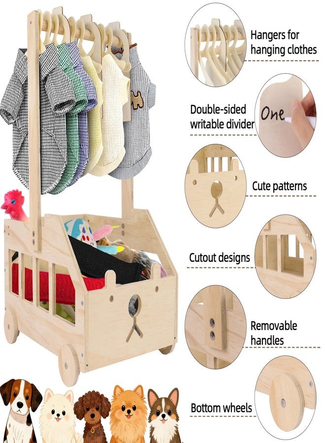 Dmnnlp 22" x14"x10" Wooden Pet Wardrobe Closet with 10 Hangers, 5 Split Labels & 1 Pen, Easy Assembly Crate for Dog/Cat Closet, Dog Closet Organizer for Toys Clothes and Accessories - Image 3