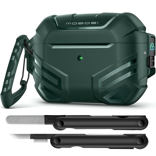 MOBOSI for AirPods Pro 2 Case with Lock Compatible with AirPod 2nd Gen Cover Fit for MagSafe Military Grade Hard Shell for iPods Pro2 with Cleaner Kit Keychain for Men2023 Green - Image 1