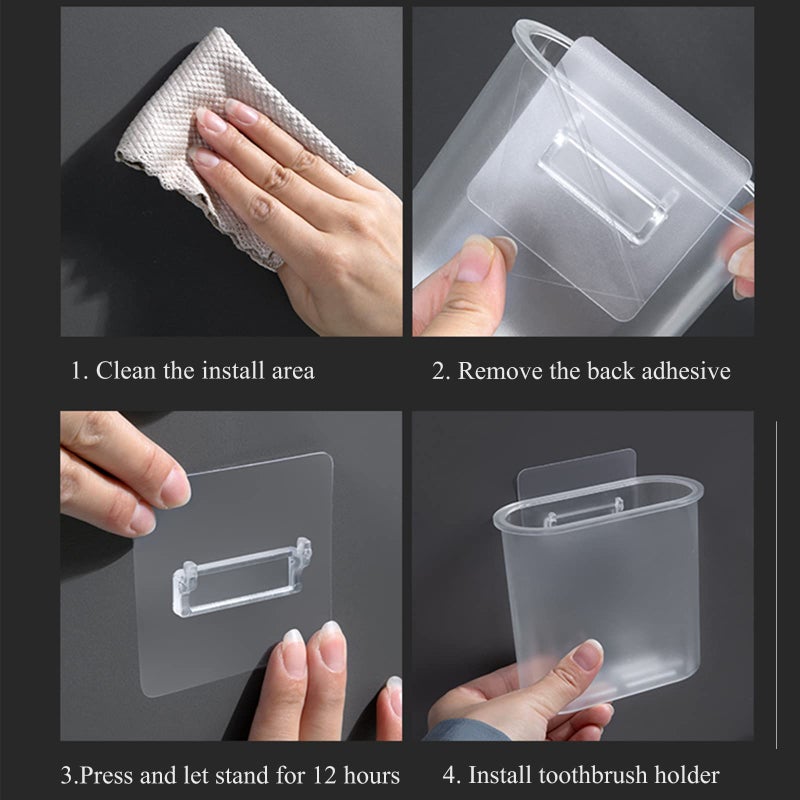 kulusion 2 Packs Toothbrush Holders Wall Mounted, Self Adhesive Tooth Brush Holder for Bathroom Electric Toothbrush Toothpaste Razor Holder Bathroom Accessories(Clear) - Image 5