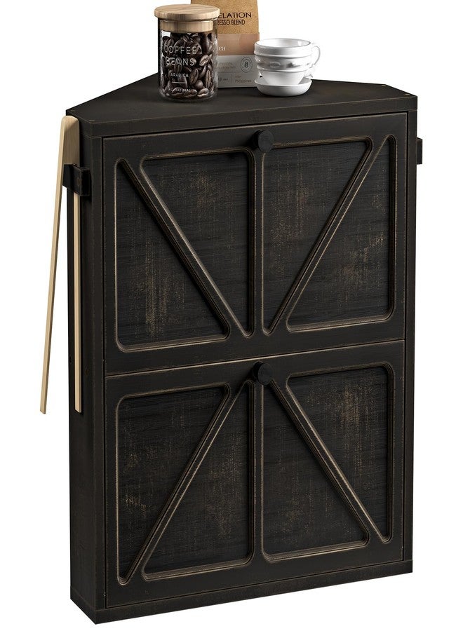 WOWLIVE Vintage Corner Bread Box for Kitchen Counter, Double-Layer Bamboo Bread Storage Bin, Large Capacity Rustic Farmhouse Bread Holder, Breadbox Organizer for Cabinet (Black, Extra Large) - Image 1