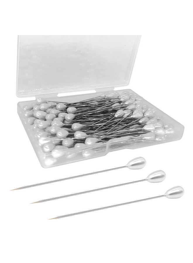 Hovesty 200PCS Corsage Pins, Teardrop Pearl Sewing Pins, Long 2inch Straight Sewing Wedding Bouquet Pins for Wedding, Jewelry, Flower DIY Decoration, Quilting and Craft (200Pcs, White)  - Image 1