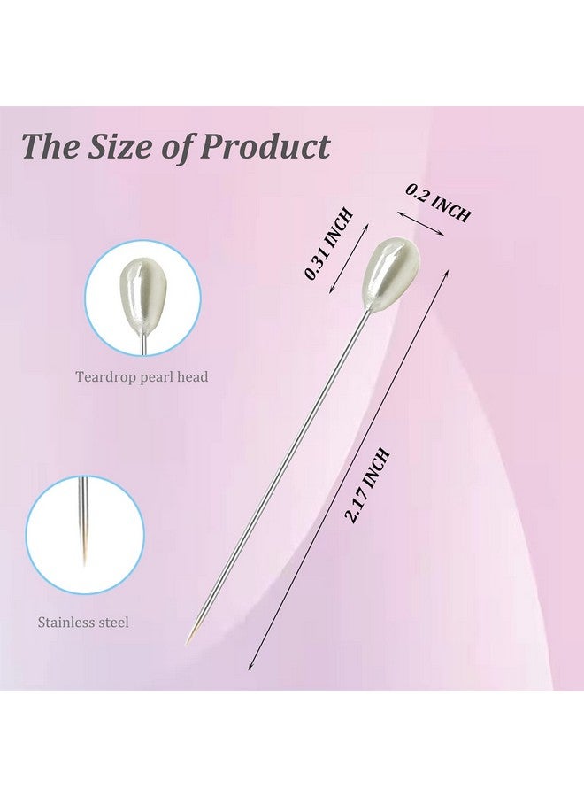 Hovesty 200PCS Corsage Pins, Teardrop Pearl Sewing Pins, Long 2inch Straight Sewing Wedding Bouquet Pins for Wedding, Jewelry, Flower DIY Decoration, Quilting and Craft (200Pcs, White)  - Image 2