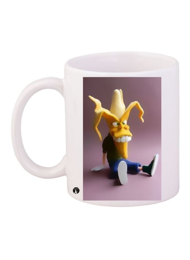Cartoon Printed Coffee Mug White/Yellow/Blue 11ounce