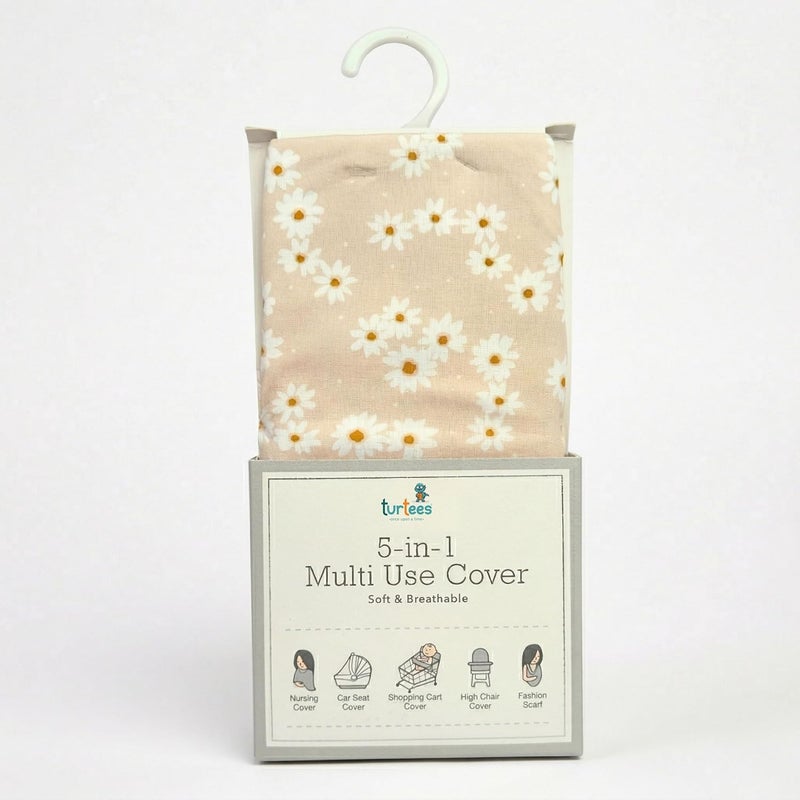 غطاء متعدد الاستخدامات 5 في 1 للأطفال والرضع – قماش ناعم ومسامي – نقشة ديناصورات – للرضاعة، مقعد السيارة، عربة التسوق، الكرسي العالي والوشاح | من الولادة