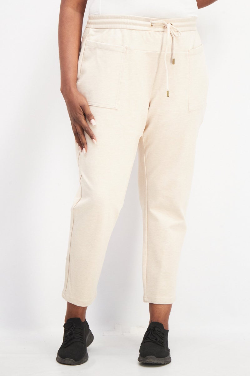 Tchibo Women Sportswear Fit Running Jogging Pants, Oatmeal - Image 1