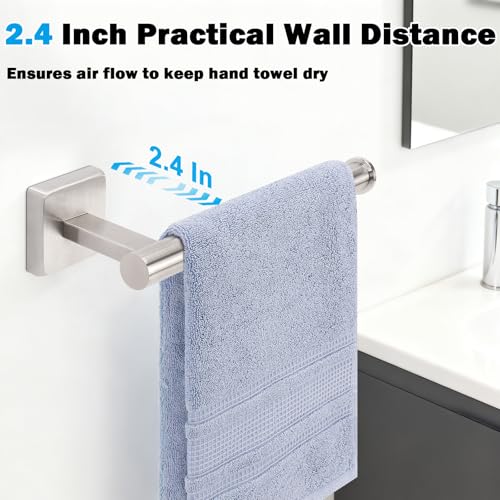 Livabber Hand Towel Holder 9 Inch, Thickened 304 Stainless Steel Hand Towel Ring Hanger Wall Mounted for Bathroom Kitchen, Easy to Clean (Brushed Nickel) - Image 5