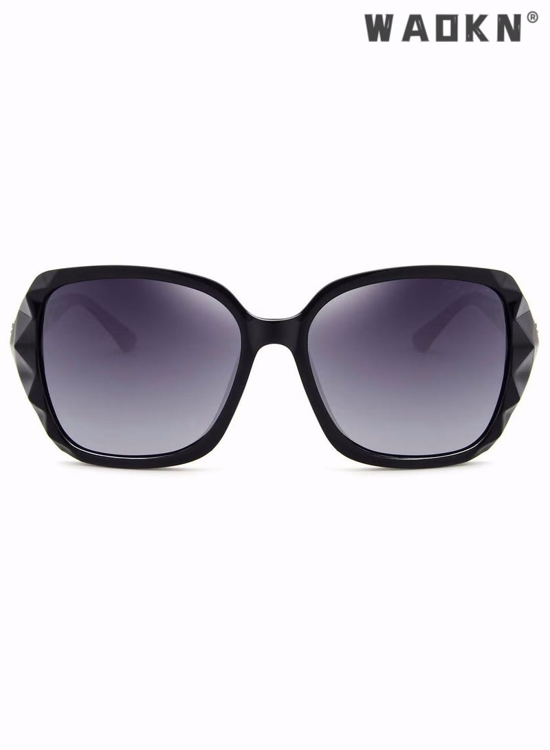 WAOKN Oversized Sunglasses for Women Polarized UV Protection Classic Fashion Ladies Shades, UV 400 Glasses Oversized Polarized Sunglasses Classic Shiny Frame Ladies Sun Glasses Eyewear  - Image 3