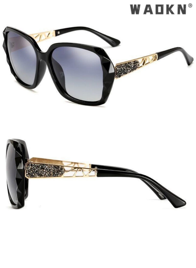 WAOKN Oversized Sunglasses for Women Polarized UV Protection Classic Fashion Ladies Shades, UV 400 Glasses Oversized Polarized Sunglasses Classic Shiny Frame Ladies Sun Glasses Eyewear  - Image 5