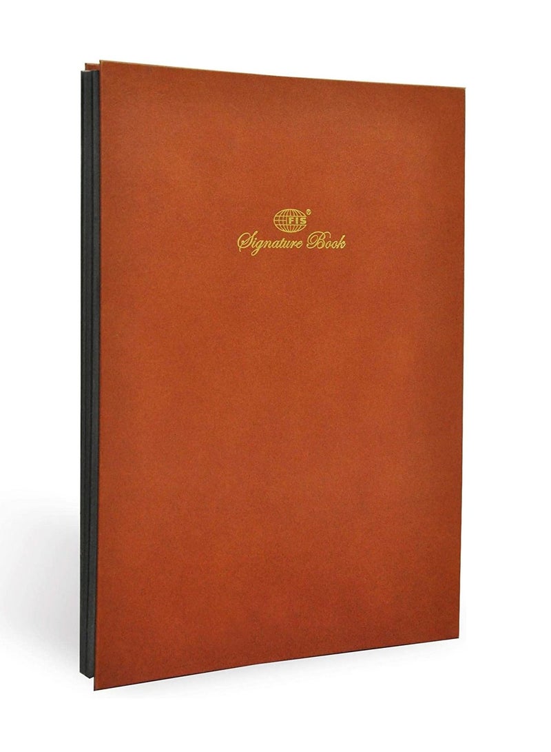 FIS Signature Book, Vinyl Material Cover, 10 Sheets, Brown Color, 240 x 340 mm - FSCL10 - Image 1