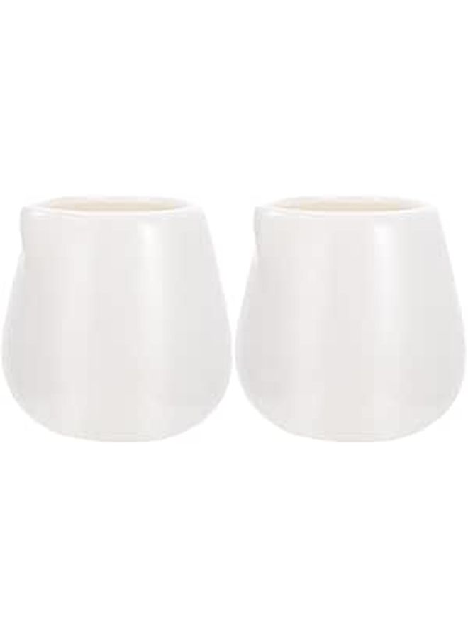 Ceramic Milk Pitchers 2 Piece Set Large Handleless Porcelain Creamer Jugs Kitchen Sauce Cups - Image 1